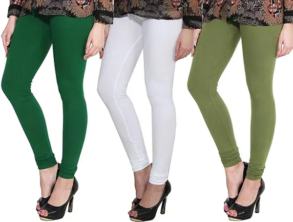 Dark_Green_&_Green_&_White_Silk_Blend_Solid_Casual_Ethnic_Wear_Leggings_For_Women_(Pack_Of_3)