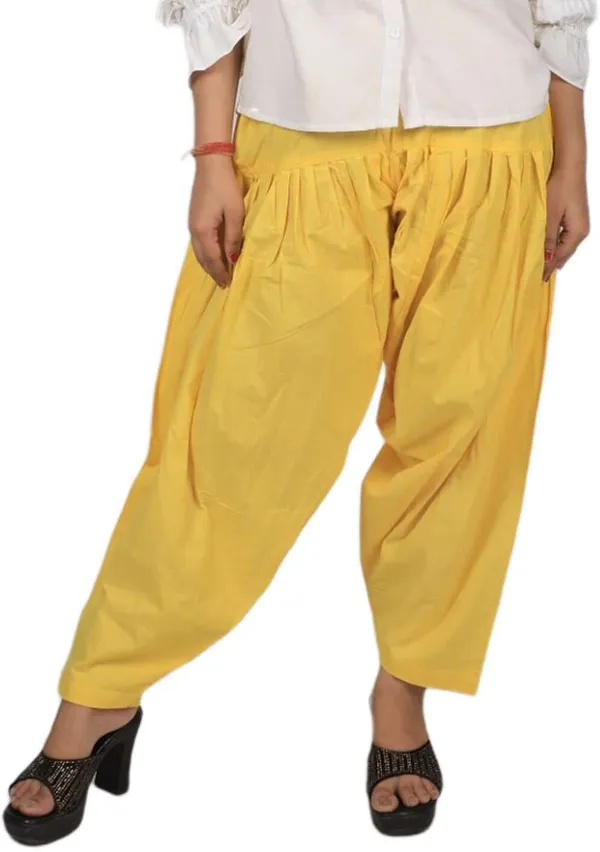 Yellow_Regular_Pure_Cotton_Solid_Salwar_For_Women