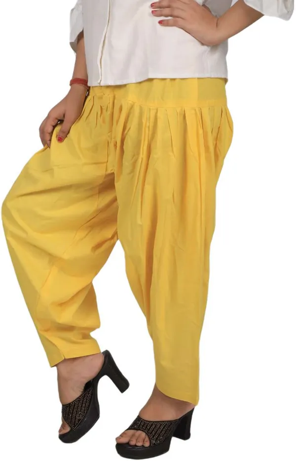 Yellow_Regular_Pure_Cotton_Solid_Salwar_For_Women