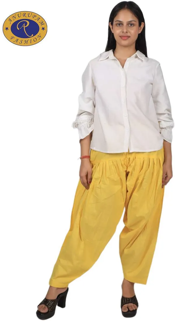 Yellow_Regular_Pure_Cotton_Solid_Salwar_For_Women