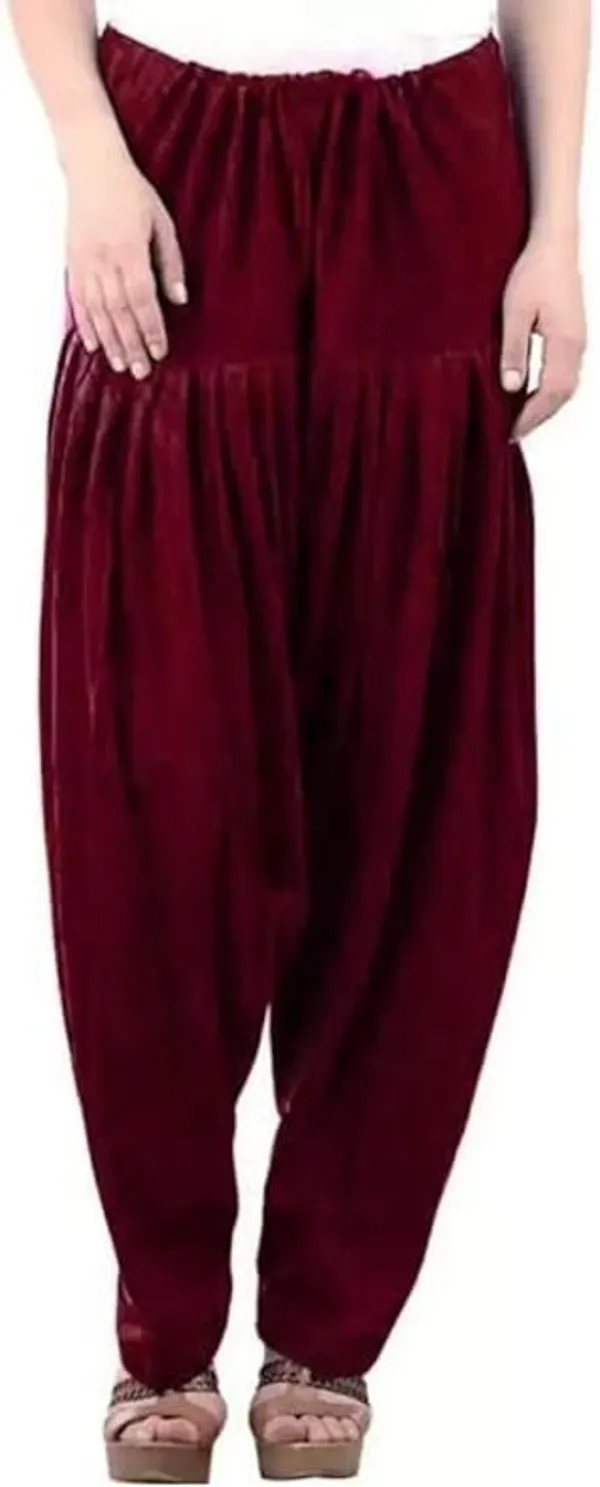 Maroon_Regular_Wool_Blend_Solid_Salwar_For_Women