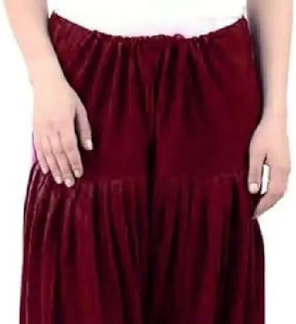 Maroon_Regular_Wool_Blend_Solid_Salwar_For_Women