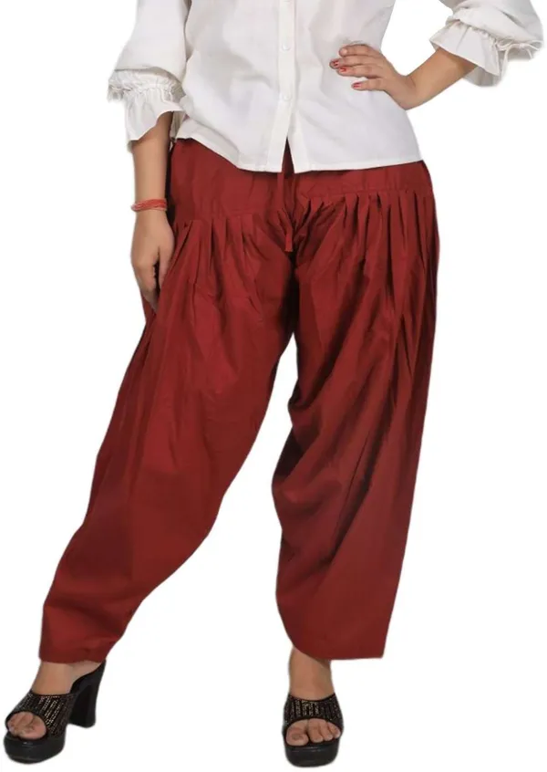 Maroon_Regular_Pure_Cotton_Solid_Salwar_For_Women