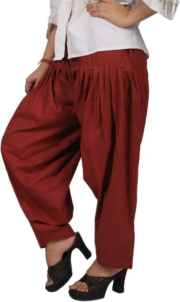 Maroon_Regular_Pure_Cotton_Solid_Salwar_For_Women