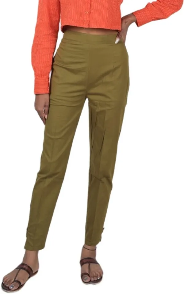 Light_Green_Regular_Casual_Cotton_Blend_Trouser_For_Women