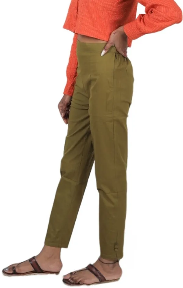 Light_Green_Regular_Casual_Cotton_Blend_Trouser_For_Women