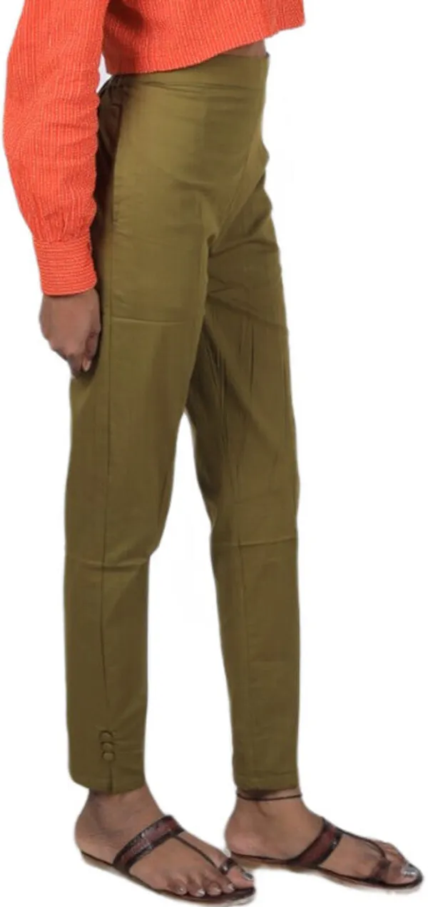 Light_Green_Regular_Casual_Cotton_Blend_Trouser_For_Women