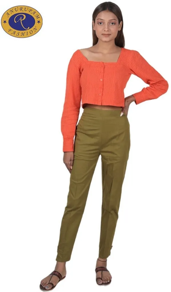 Light_Green_Regular_Casual_Cotton_Blend_Trouser_For_Women