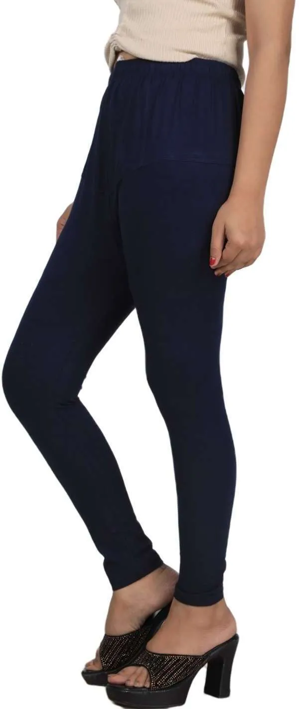Dark_Blue_Cotton_Blend_Solid_Casual_Western_Wear_Leggings_For_Women