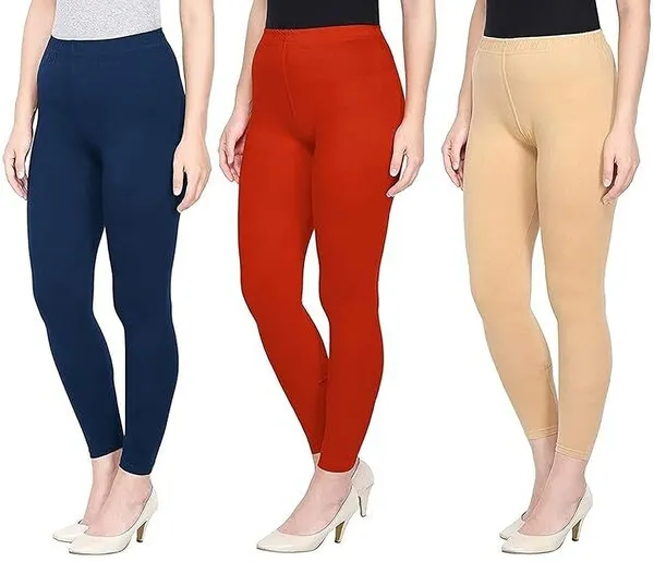 Multicolor_Cotton_Blend_Solid_Casual_Ethnic_Wear_Leggings_For_Women