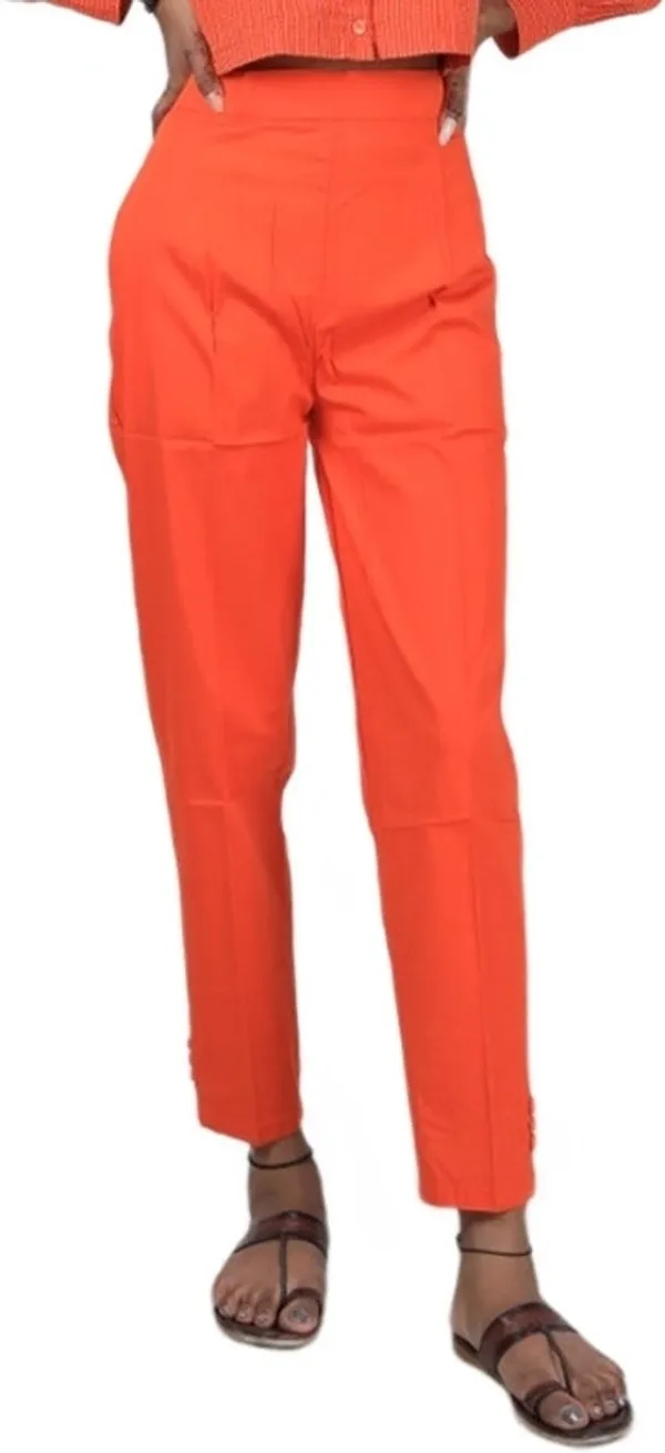 Orange_Regular_Casual_Cotton_Blend_Trouser_For_Women
