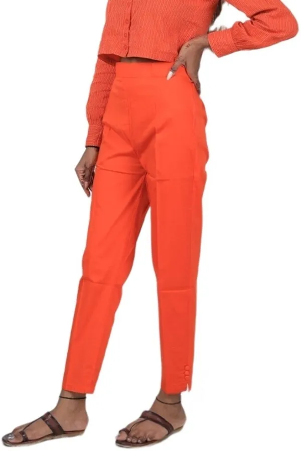 Orange_Regular_Casual_Cotton_Blend_Trouser_For_Women