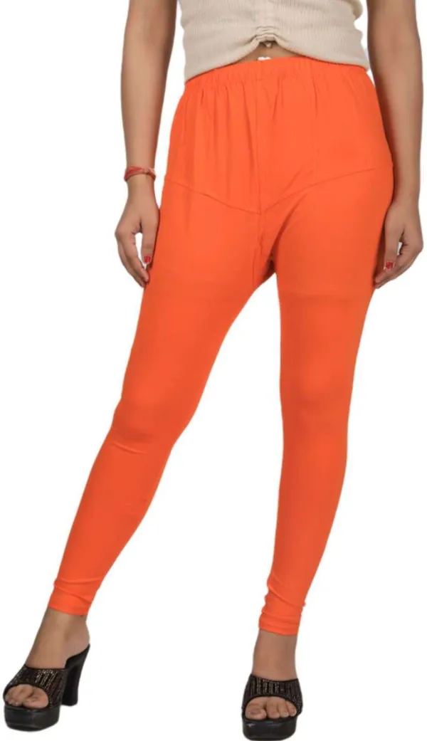 Orange_Cotton_Blend_Solid_Casual_Ethnic_Wear_Leggings_For_Women