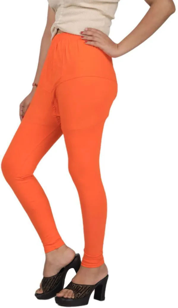 Orange_Cotton_Blend_Solid_Casual_Ethnic_Wear_Leggings_For_Women