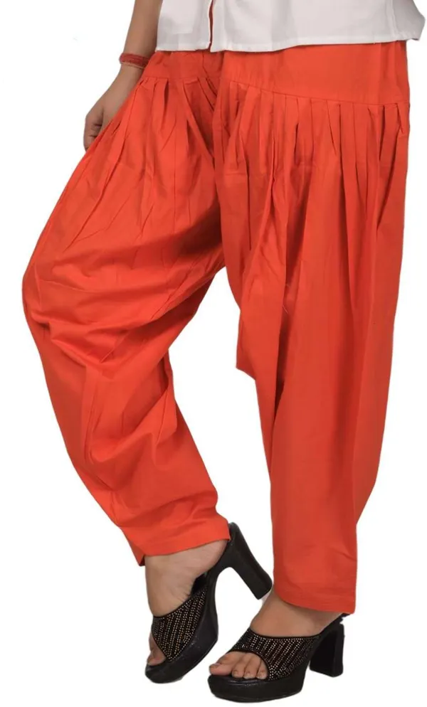 Orange_Regular_Pure_Cotton_Solid_Salwar_For_Women