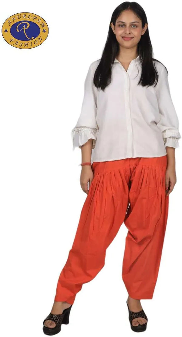 Orange_Regular_Pure_Cotton_Solid_Salwar_For_Women