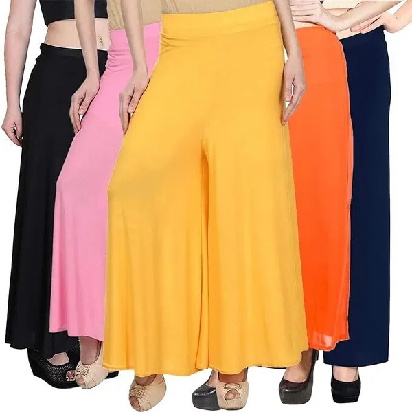 Black_&_Pink_&_Yellow_&_Orange_&_Dark_Blue_Regular_Casual_Lycra_Blend_Trouser_For_Women