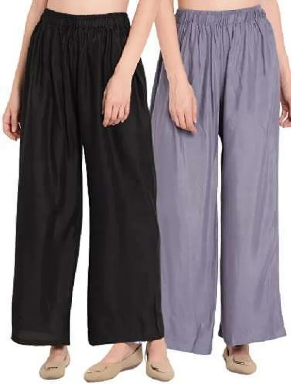 Black_&_Grey_Regular_Casual_Viscose_Rayon_Trouser_For_Women