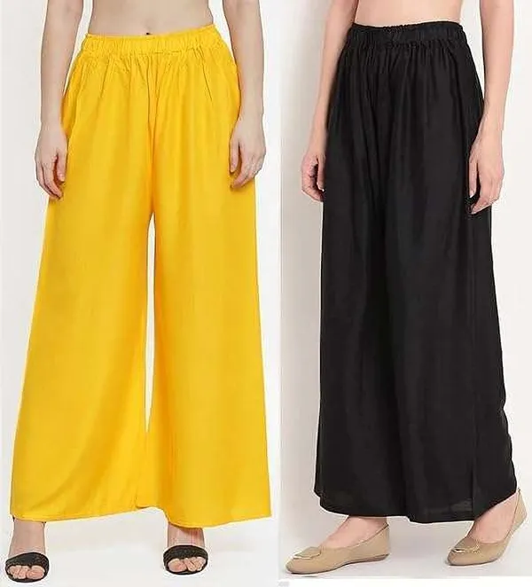 Black_&_Yellow_Regular_Casual_Viscose_Rayon_Trouser_For_Women
