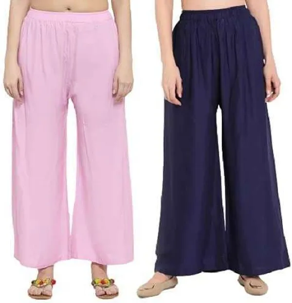 Dark_Blue_&_Pink_Regular_Casual_Viscose_Rayon_Trouser_For_Women
