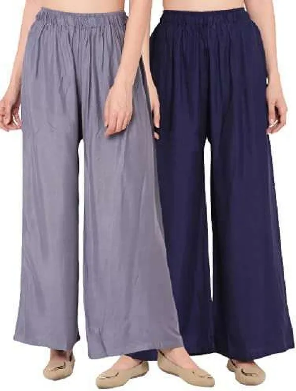Dark_Blue_&_Grey_Regular_Casual_Viscose_Rayon_Trouser_For_Women