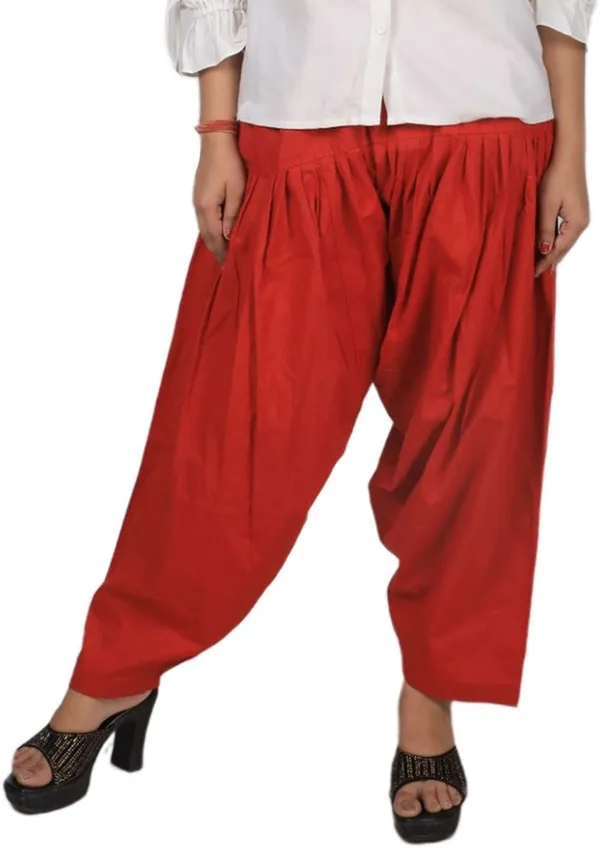 Red_Regular_Pure_Cotton_Solid_Salwar_For_Women