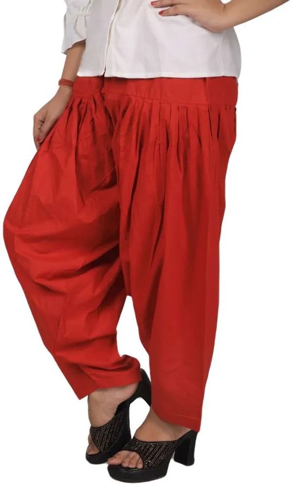 Red_Regular_Pure_Cotton_Solid_Salwar_For_Women