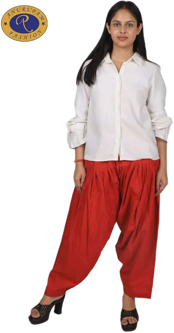 Red_Regular_Pure_Cotton_Solid_Salwar_For_Women