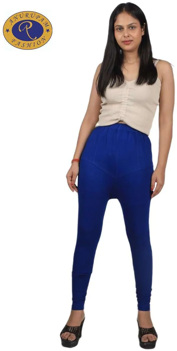 Blue_Cotton_Blend_Solid_Casual_Ethnic_Wear_Leggings_For_Women
