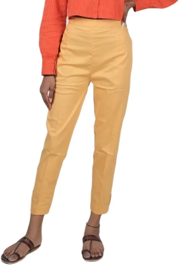 Cream_Regular_Casual_Cotton_Blend_Trouser_For_Women
