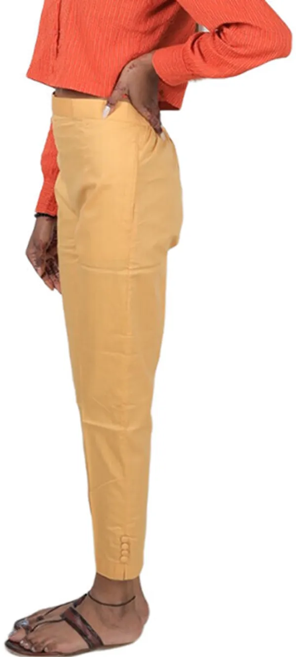 Cream_Regular_Casual_Cotton_Blend_Trouser_For_Women