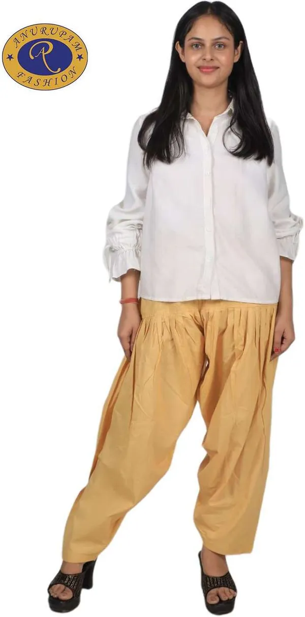 Beige_Regular_Pure_Cotton_Solid_Salwar_For_Women