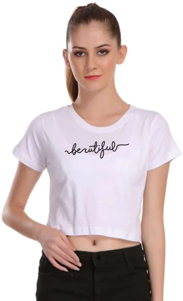 White_Casual_Printed_Pure_Cotton_Crop_Top_For_Women