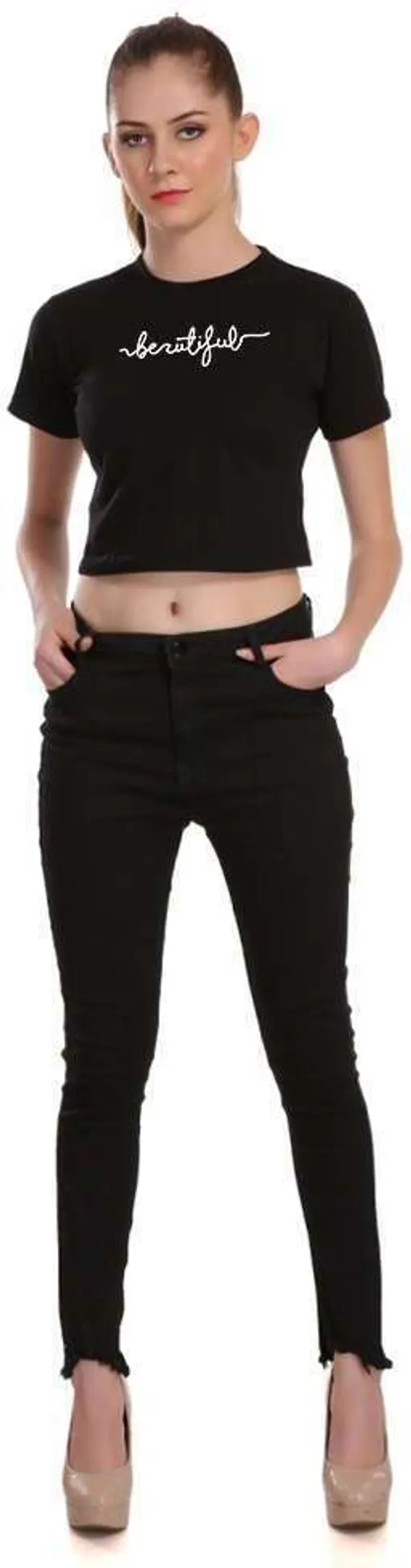 Black_Casual_Printed_Pure_Cotton_Crop_Top_For_Women