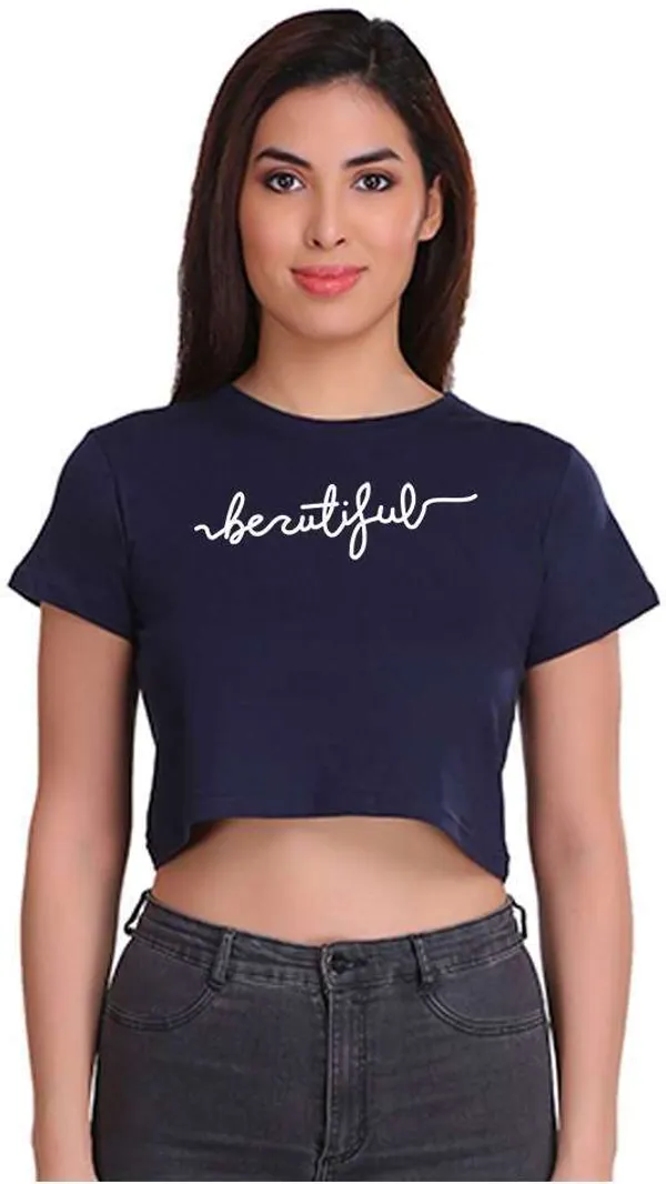 Dark_Blue_Casual_Printed_Pure_Cotton_Crop_Top_For_Women