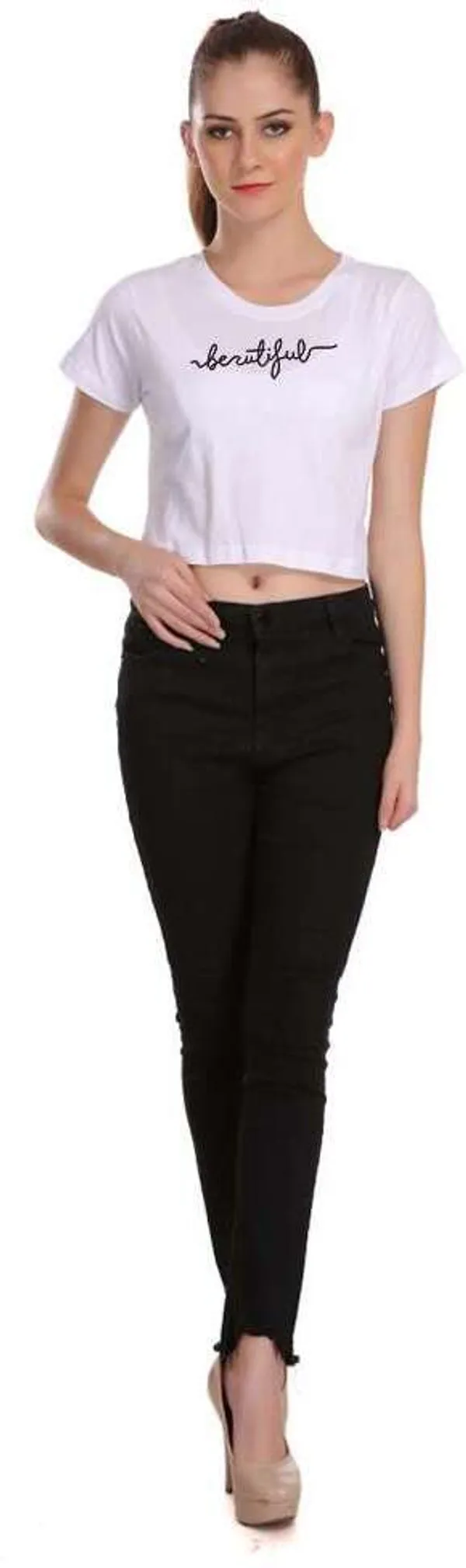White_Casual_Printed_Pure_Cotton_Crop_Top_For_Women