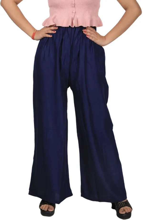 Dark_Blue_Regular_Party_Viscose_Rayon_Trouser_For_Women