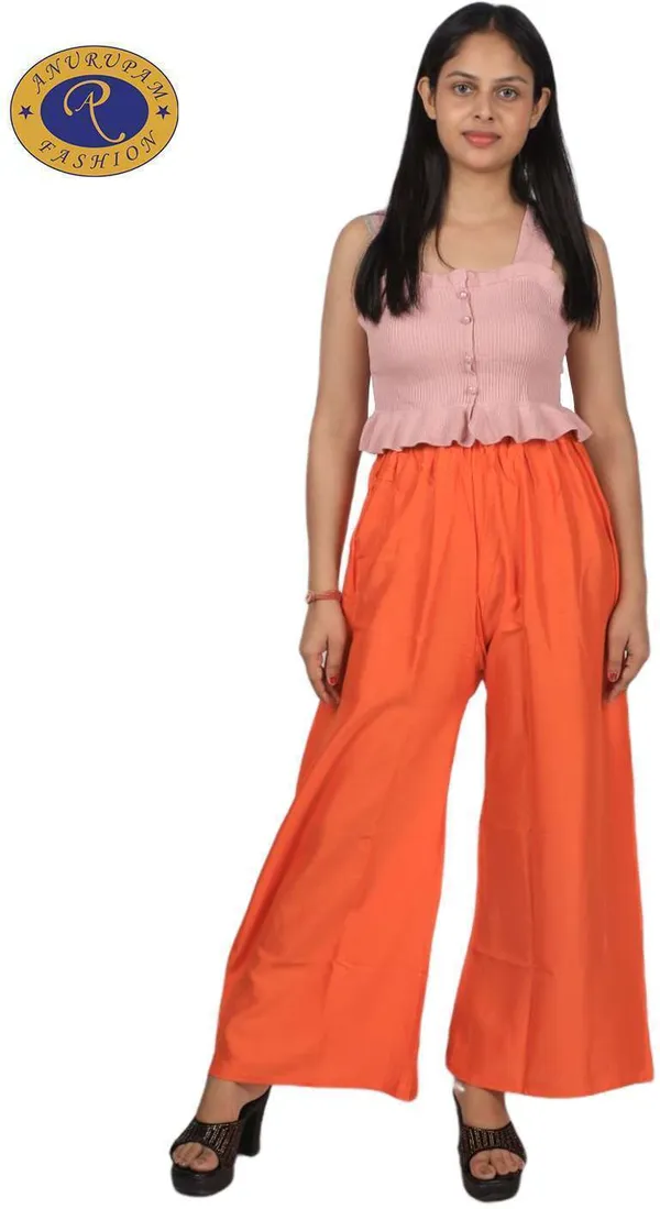 Orange_Regular_Party_Viscose_Rayon_Trouser_For_Women