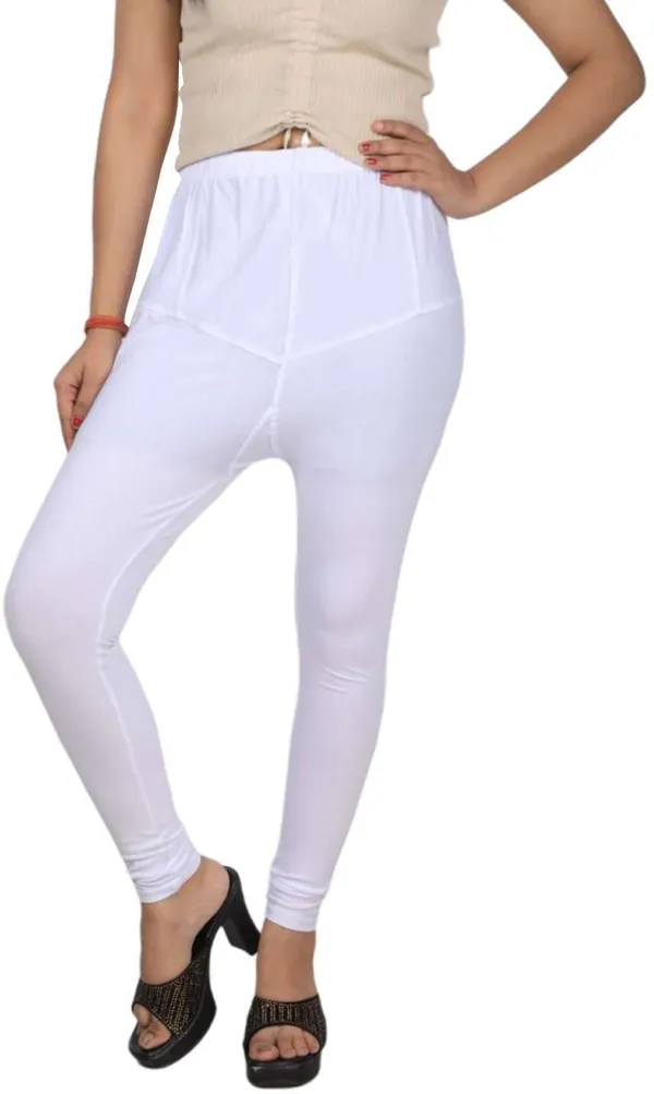 White_Cotton_Blend_Solid_Casual_Ethnic_Wear_Leggings_For_Women