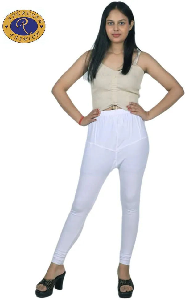 White_Cotton_Blend_Solid_Casual_Ethnic_Wear_Leggings_For_Women