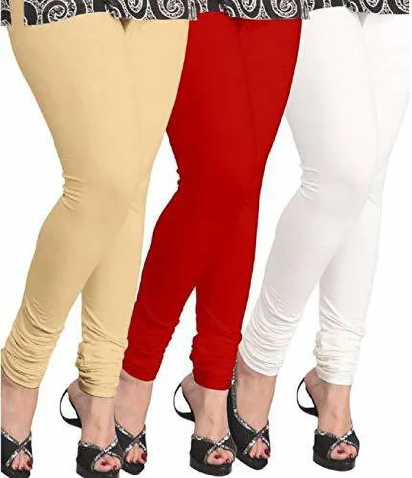 Beige_&_White_&_Red_Silk_Blend_Solid_Casual_Ethnic_Wear_Leggings_For_Women_(Pack_Of_3)
