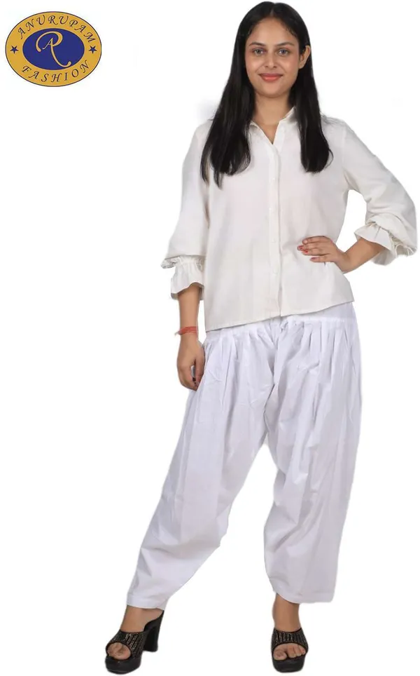 White_Regular_Pure_Cotton_Solid_Salwar_For_Women