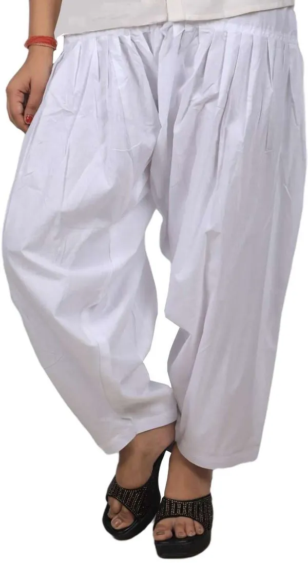 White_Regular_Pure_Cotton_Solid_Salwar_For_Women