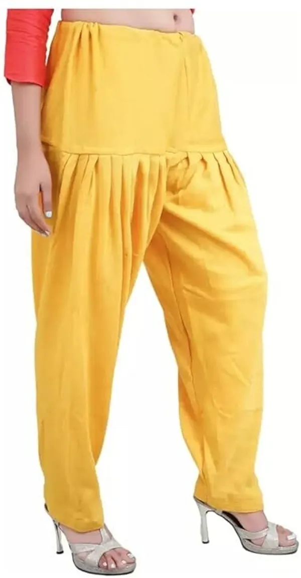 Yellow_Regular_Wool_Blend_Solid_Salwar_For_Women