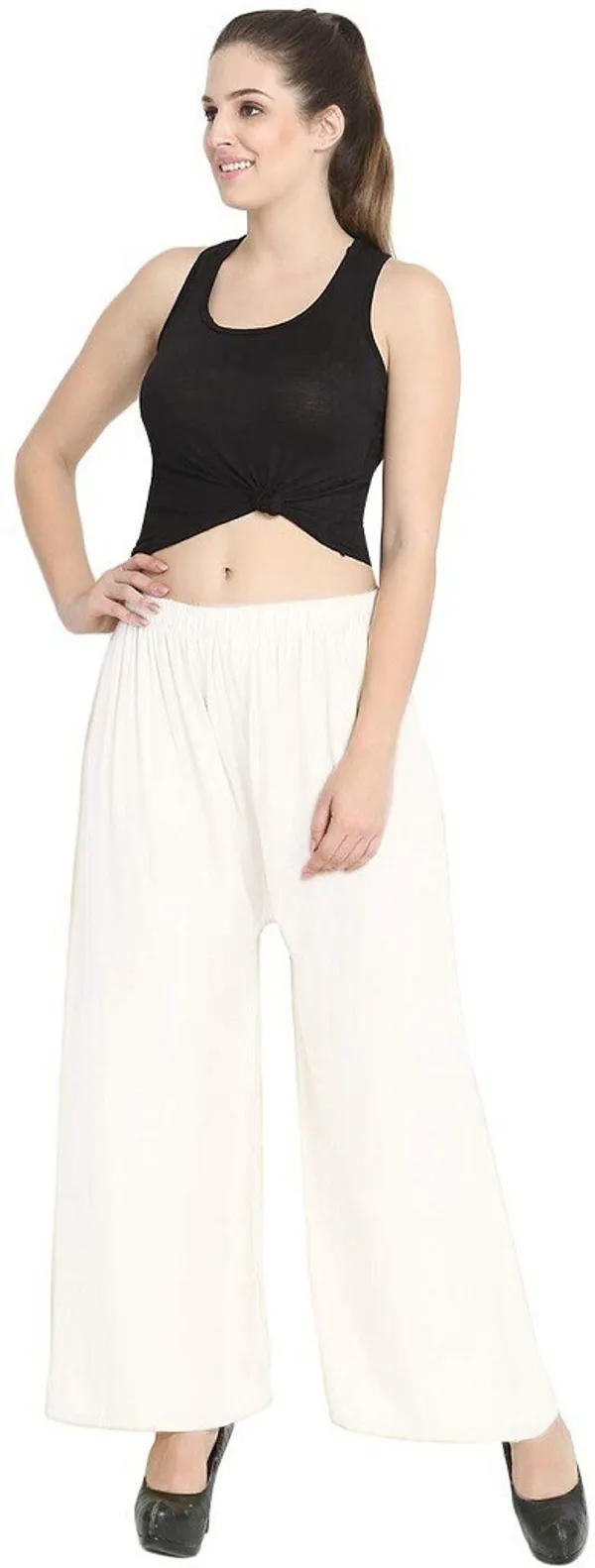 White_Regular_Casual_Viscose_Rayon_Trouser_For_Women