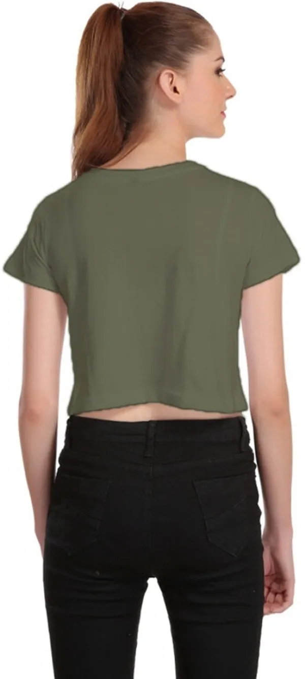 Dark_Green_Casual_Printed_Pure_Cotton_Crop_Top_For_Women
