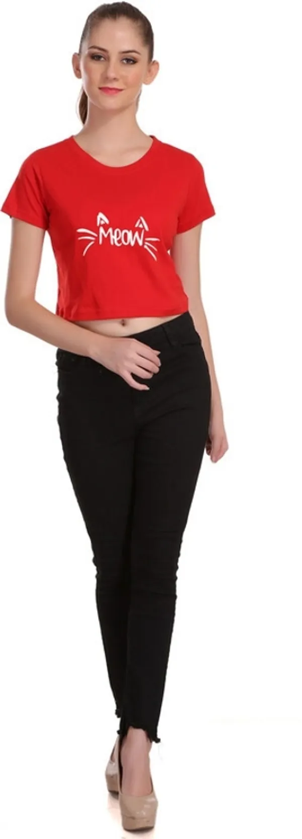 Red_Casual_Printed_Pure_Cotton_Crop_Top_For_Women