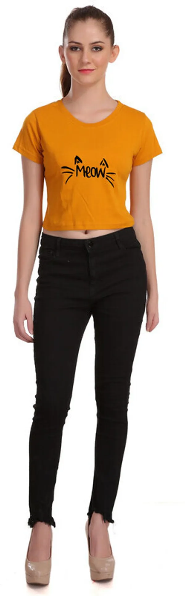 Yellow_Casual_Printed_Pure_Cotton_Crop_Top_For_Women