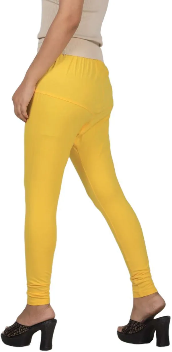 Yellow_Cotton_Blend_Solid_Casual_Ethnic_Wear_Leggings_For_Women
