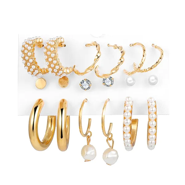 Pairs_of_9_Gold_Plated_Earrings_Set_for_Women_|_Trendy_Stylish_Geometric_Twist_Pearl_Hoop_Earrings